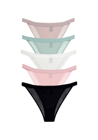 Vanilya Secret İpli Slip 5'li Paket Çok Renkli