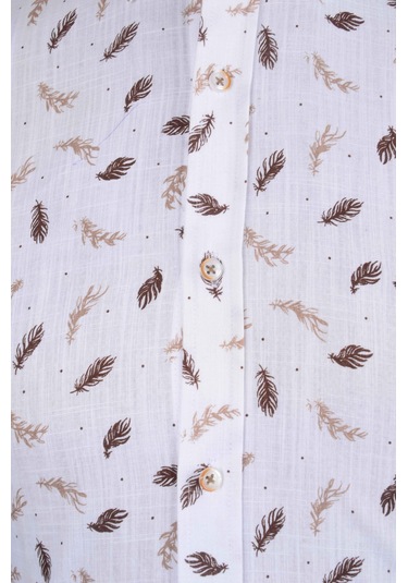 Standart Yaka İğneli Yaprak Desen Gömlek Slim 001