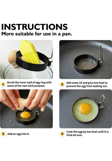 Ganzhoushop Yuvarlak Yumurta Yapışmaz Sprey Sones Omlet Modeli Kalıbı Halkası Demir Döküm Pratik Mutfak Aleti Oi Diğer
