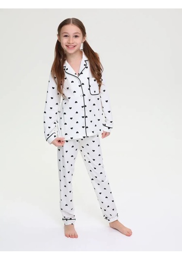 Milpat Kids Pantolonlu Ve Gömlekli Pamuklu Triko Pijama 333951609 Beyaz