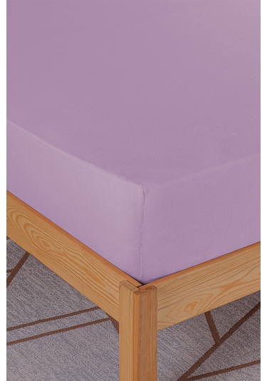 Penye-likralı Lastikli Çarşaf, 100 200 Tek Kişilik %100 Pamuk-elastan Örme Kumaş, 200 Gr/m²v Lila