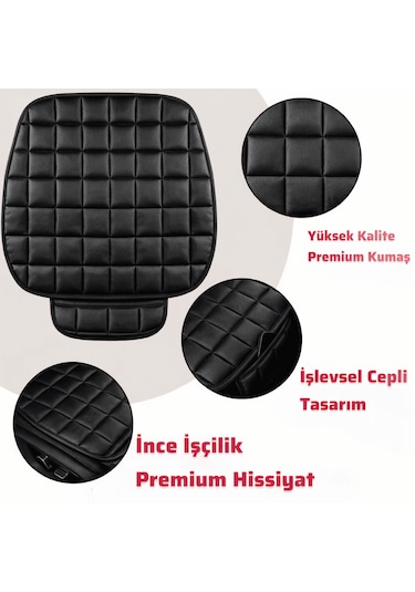 Premium Cepli Ortopedik Oto Koltuk Minderi 2 Adet Siyah