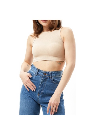Kadın Kahve Sporcu Crop Top