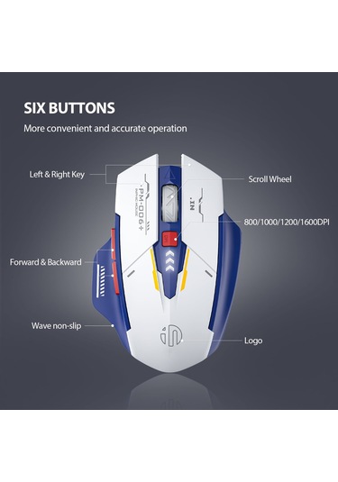 Inphıc F9 Mecha Sürümü Şarj Edilebilir 2.4g Kablosuz Oyun Çalışma Fare Bilgisayar Dizüstü Fare