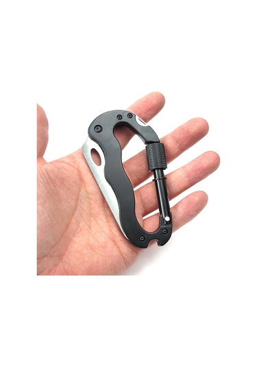 MSO Outdoor Paslanmaz Çelik Karabina Çakı Bıçak Tornavida Siyah