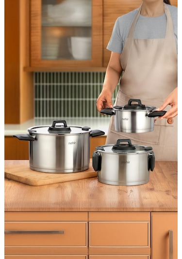 Nehir Elena Saten 6 Parça Derin Tencere Set