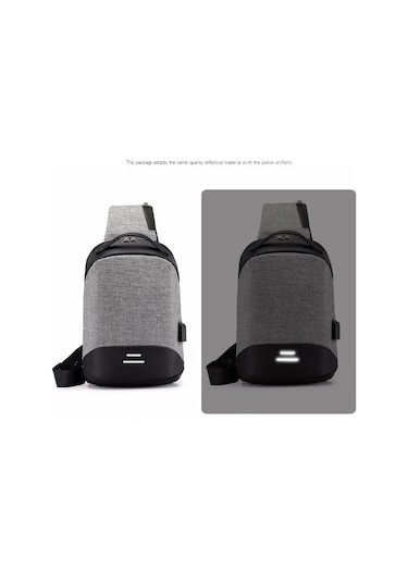 Kulaklık Hattı Deliği Ve Usb Şarj İle Çok Fonksiyonlu Oxford Taşınabilir Günlük Tek Omuz Çantası Gri