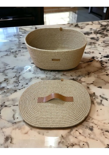 Hasır Sepet, Kapaklı Dekoratif Sepet, Çok Amaçlı Kutu, Oval Patates Soğan Sepeti