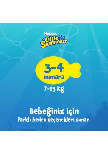 Huggies Little Swimmers 3-4 Numara 7-15 Kg 12'li Mayo Bez