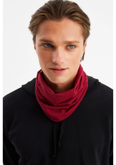Erkek 4 Fonksiyonlu Koruyucu Pamuklu, Esnek, Terletmez, Bandana, Boyunluk, Maske - Tek Ebat / Bordo Bordo