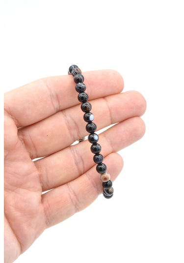 Hakiki Doğal Süleymaniye Göz Akik Taşı Bileklik 6 Mm