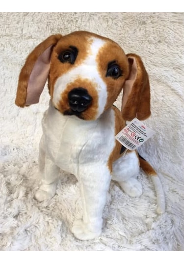Yavru Peluş Köpek Oyuncak Ala 35 Cm Beyaz