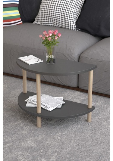 Yarım Daire Orta Sehpa Ahşap Ayaklı Sehpa Iki Raflı Sehpa Dekoratif Sehpa Gazetelikli- Antrasit Antrasit Yarım Daire Orta Sehpa Ahşap Ayaklı Sehpa Iki Raflı Sehpa Dekoratif Sehpa Gazetelikli- Antrasit Antrasit