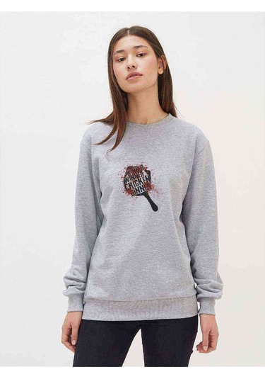 Pubg Winner Tava Baskılı Gri Kadın Sweatshirt (534813808)