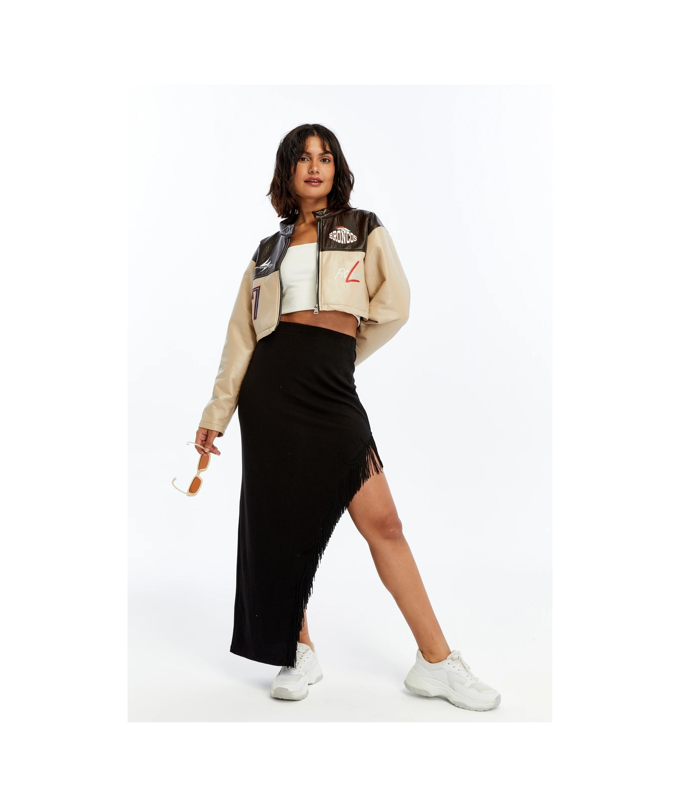 Kadın Puf Deri Ceket Garnili Crop Mont Niş Tasarım Özgün Günlük Baskılı Rahat Kullanım Ceket Bej