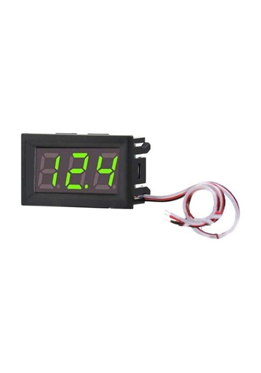 Butuglobal Ters Bağlantı Korumalı 0v-30v 3 Telli Dc Voltmetre Terminali 0.56 İnç Led Dijital Voltmetre Yeşil