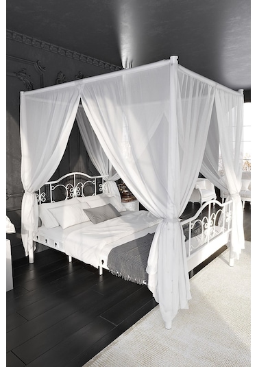 Argimo Pero Sultan Çift Kişilik Metal Beyaz Karyola 140 x 200 Cm (Cibinliksiz)