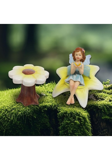 Homyl 3x Çiçek Peri Heykeli Reçine Heykelcik Bahçe Dekorasyon