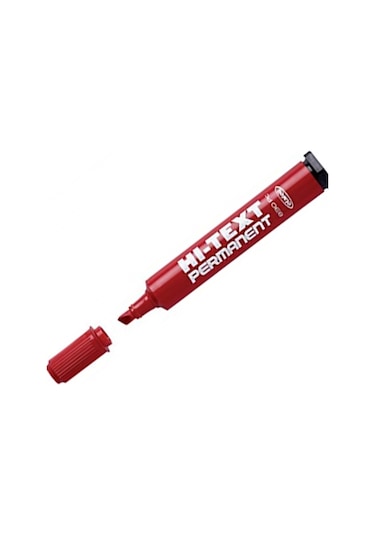 Hi-Text Kesik Uç Kırmızı Permanent Markör 830Pc 12 Adet