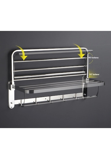 Raf Havluluk Kancalı Paslanmaz Çelik 60 Cm Krom