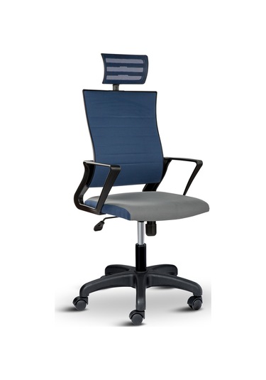 Rigel Başlıklı Ev Ve Ofis Koltuğu Çalışma Koltuğu Gri Mavi