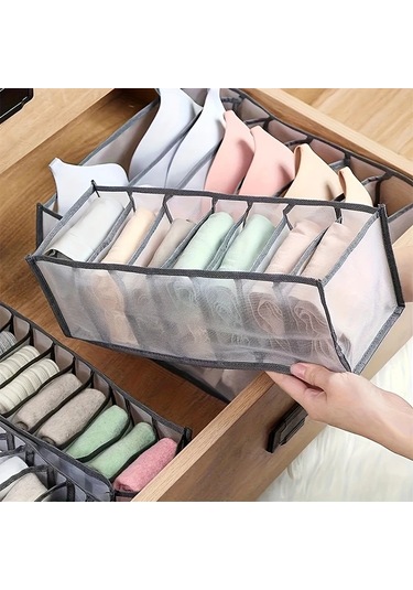 Dashanshop Siyah 7 Bölmeli Katlanır Çekmece Düzenleyici Pantolon Ve İç Çamaşırı Organizer Siyah