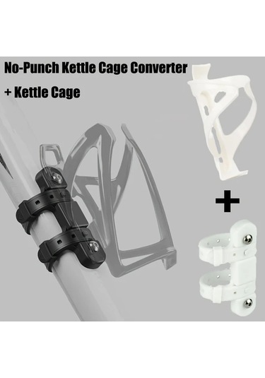 Dashanshop 2 Adet Delme Gerektirmeyen Bisiklet Matarası Kafesi + Kulp, Beyaz, Uzun Mesafe Bisiklet Aksesuarları Beyaz