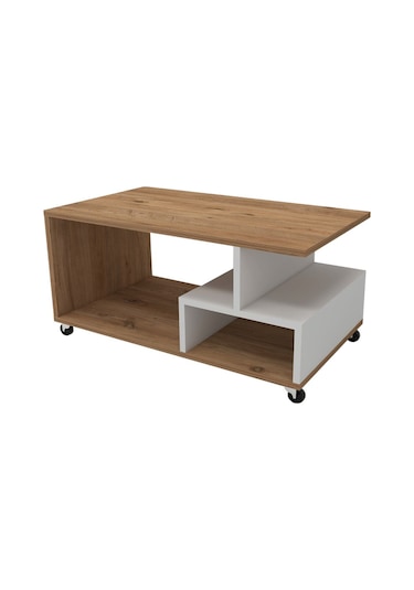 Sultan Tekerli Orta Sehpa 86,5x50 Cm - Çam - Beyaz