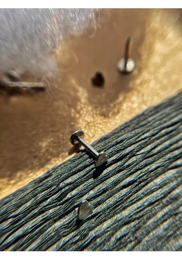 Hok's Love Labret Piercing Kalp Kulak Dili Kıkırdak Kulak Helix Kalp 173017758 Gri