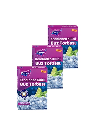Kendinden Kilitli Buz Torbası 196 Buz Küpü Üçlü Set