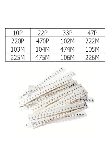 0805 Smd Kapasitör Set 16 Tip 320 Parça Yüzey Montaj Film Seramik