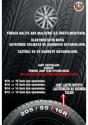 Lada Niva 16 İnç Jant Kapağı Takım Gri G116