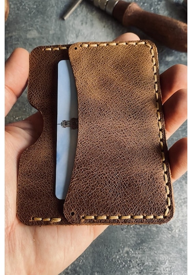 Pepuza Hakiki Deri Slim Kartlık - Taba