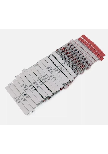 140 Parça Zener Diyot Seti 1/2w 14 Farklı Değerde Şeffaf Poşette