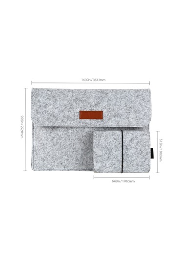 Vkemall 13.3 İnç Apple Macbook İçin Dört Bölmeli Felt Kılıf - Mouse Ve Şarj Cihazı Çantası İle Gri Koruyucu Torba Gri