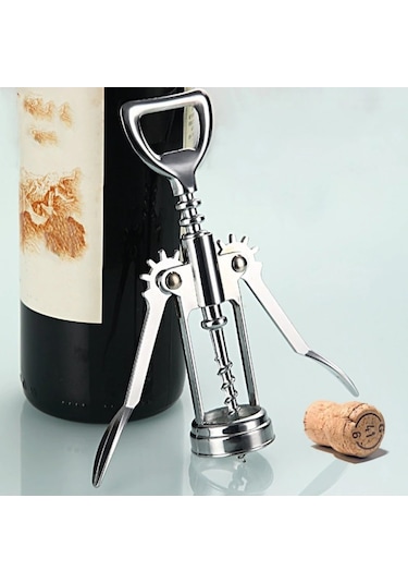 Şarap Mantar Tıpa Açacağı Paslanmaz Çelik Şişe Açacağı Tirbuşon Gümüş