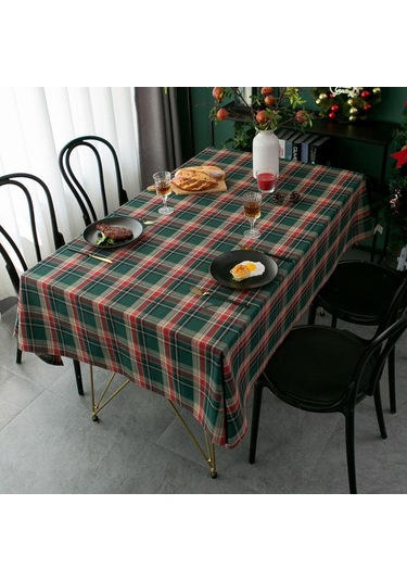 Noel Masa Örtüsü Kumaş Sanatı Amerikan Tarzı Yeşil Izgara High-end Masa Örtüsü Çay Masası Masa Örtüsü