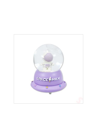Uçuşan Yıldızlı,7,5cm X 4,5cm Led Işıklı Astronot Küre - Lila