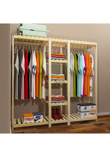 Dula - Açık Ahşap Gardırop
