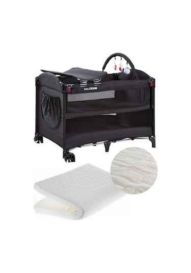 Babydoor 2052 Madre Pro Oyun Parkı 70x110 Cm Bebek Beşik+yatak Hediyeli Siyah