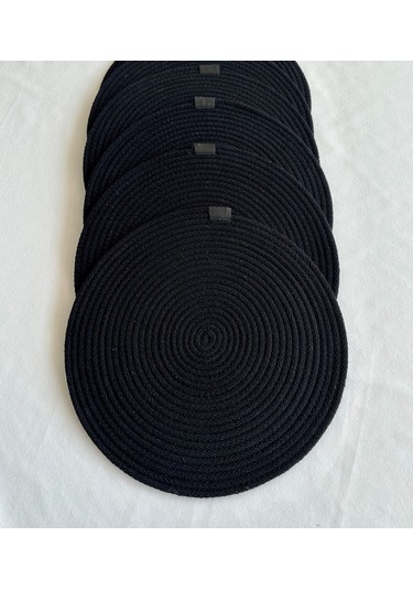 Yuvarlak Amerikan Servis Sofra Altlığı, Masa Dekoru Supla 33x33 4lü Siyah