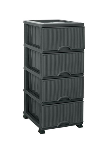 Omnipazar Elf-n293 Nostalji Plastik Mutfak Komidin Sebzelik 4 Katlı Antrasit