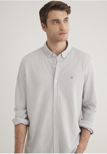 Mavi - Çizgili Gri Gömlek 0211402-82577 Gri