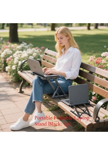 Willowhaven Katlanır Portatif Laptop Standı - 10 Seviye Soğutucu Siyah Masaüstü Düzen
