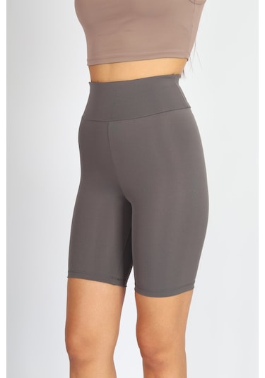 Soft&Basic Kadın 2'li Bıker Toparlayıcı Esnek Kısa Spor Tayt Antrasit-rose