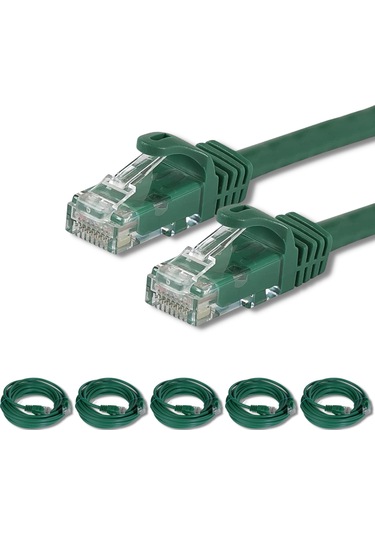 5 adet IRENIS CAT7 Kablo Ethernet LAN Kablosu, 25 cm Yeşil