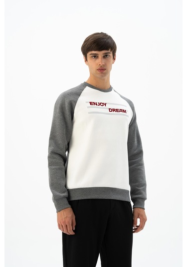 Arma Erkek Büyük Beden Bisiklet Yaka Sweatshirt K24124884401 Ekru Arma Erkek Büyük Beden Bisiklet Yaka Sweatshirt K24124884401 Ekru