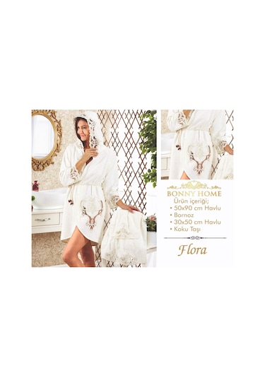 Bonny Home Flora Krem Bayan Fransız Dantelli Balayı Çeyizlik Hedi Krem