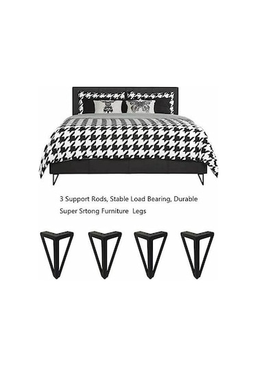 Novahub 4'lü Yedek Mobilya Ayağı Seti, 15cm, Üçgen, Siyah, Paslanmaz Demir, Kendin Yap Masa Ayakları -