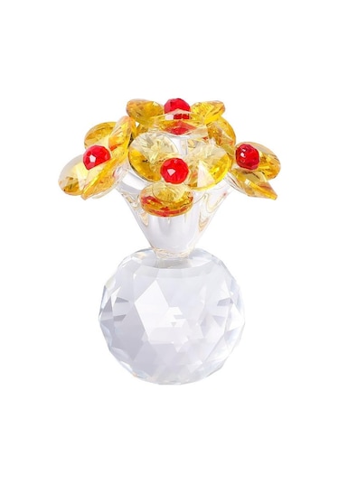 Şeffaf Taban Mini Cam Çiçek Heykeli Süsü Yapay Çiçek Figürin Yıl Dönümü Style 5
